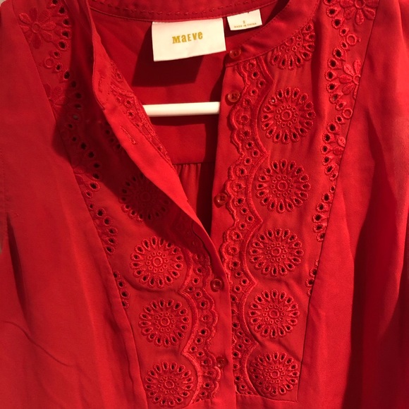 Anthropologie Maeve Pink/Red Scalloped Tank - Picture 2 of 3